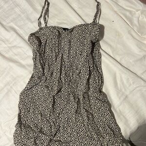 Reformation Black and Cream Patterned mini romper